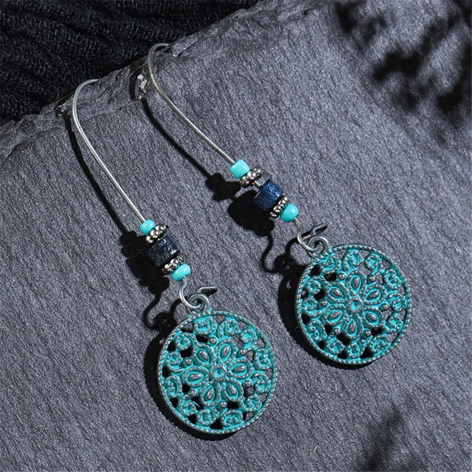 Богемные висячие серьги в виде пальмовых листьев с полыми крыльями ангела для