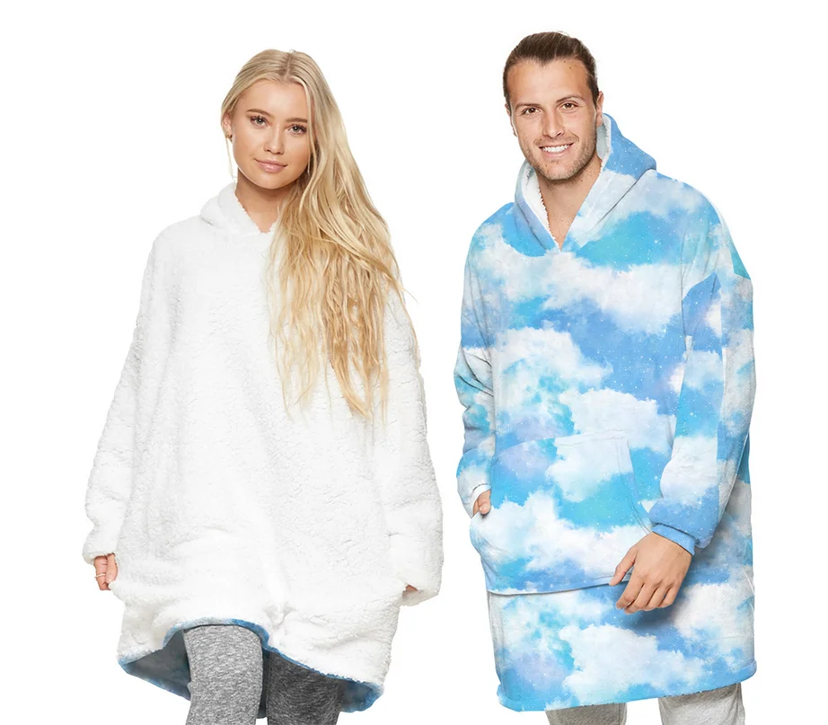 

Tie-dyed Sherpa Blanket With Sleeve Ultra Plush Oversized Hoodie Blanket Warm Flannel Hooded Comfy Blankets