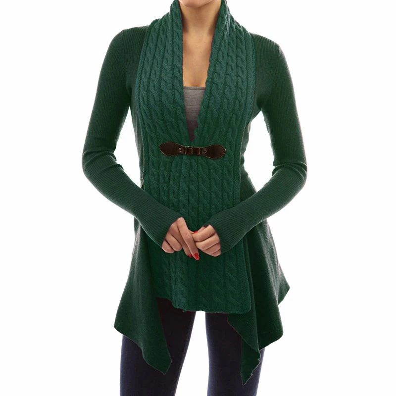 Кардиган женский с V образным вырезом свитер из шерсти длинными рукавами и