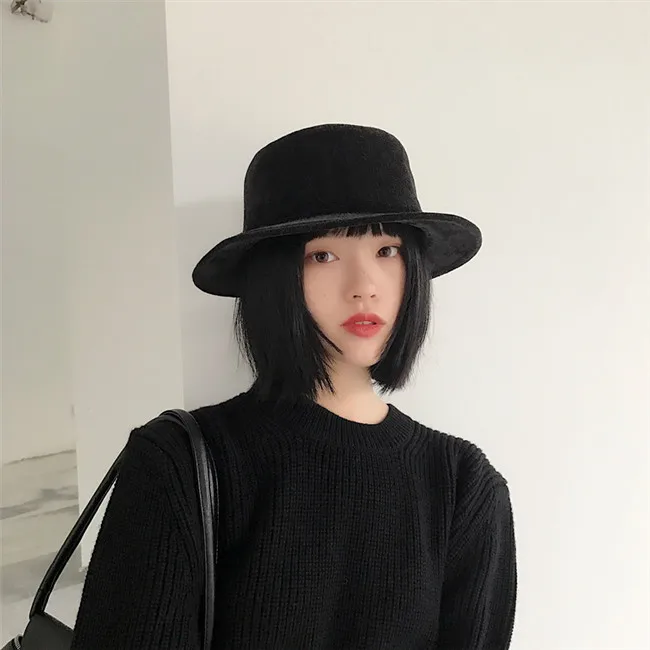 

Foldable British Suede Flat Top Fashion Hat for Men and Women Retro Solid Color Versatile Wide Brimmed Hat Jazz Hat