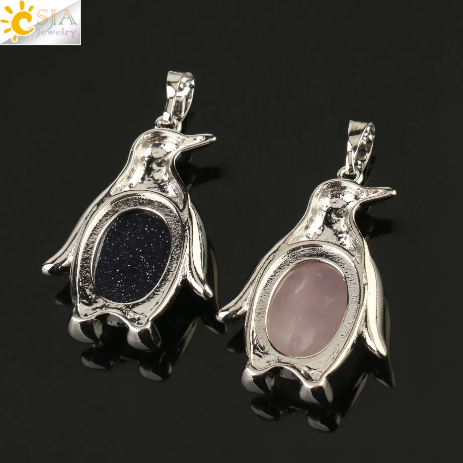 Кулон CSJA в виде пингвина для женщин и девочек ожерелье из натурального камня