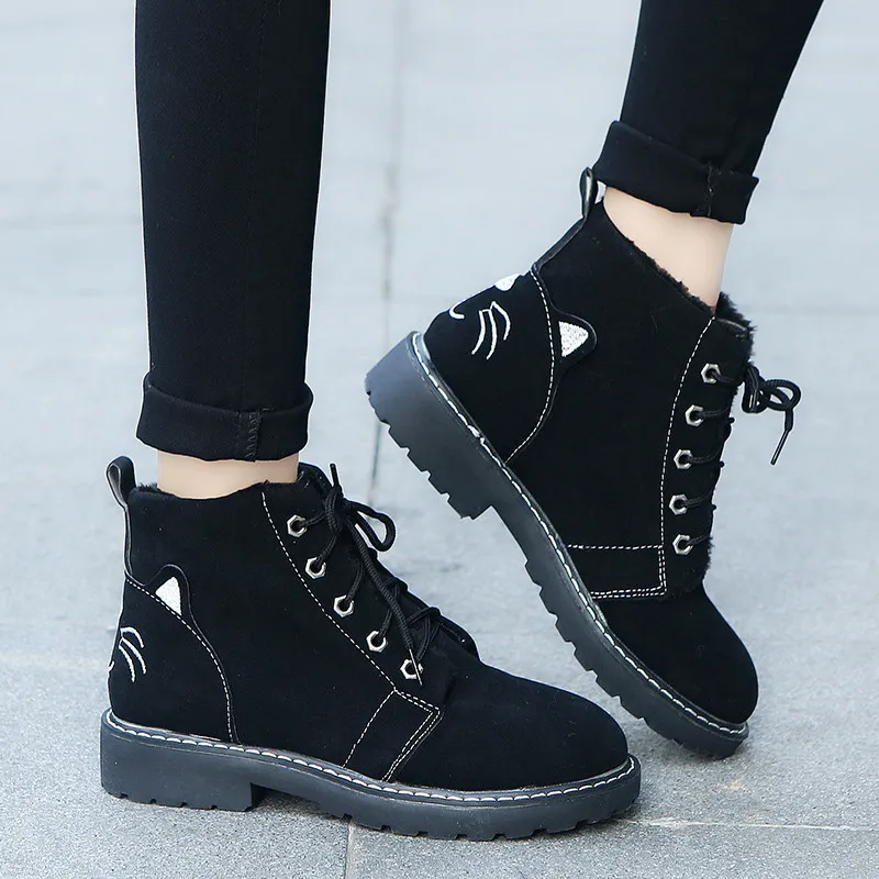 

Женские зимние ботинки на низком каблуке, с подкладкой