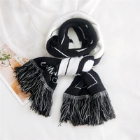 letters double sided tassle scarf knitted wool long women and man winter thicken warm soft shawls wraps female scarf