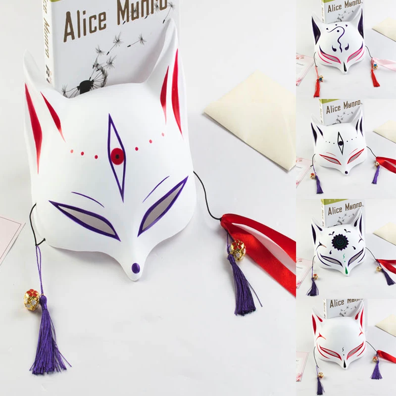 Японская аниме косплей полумаска лисы ручная роспись маскарадный костюм