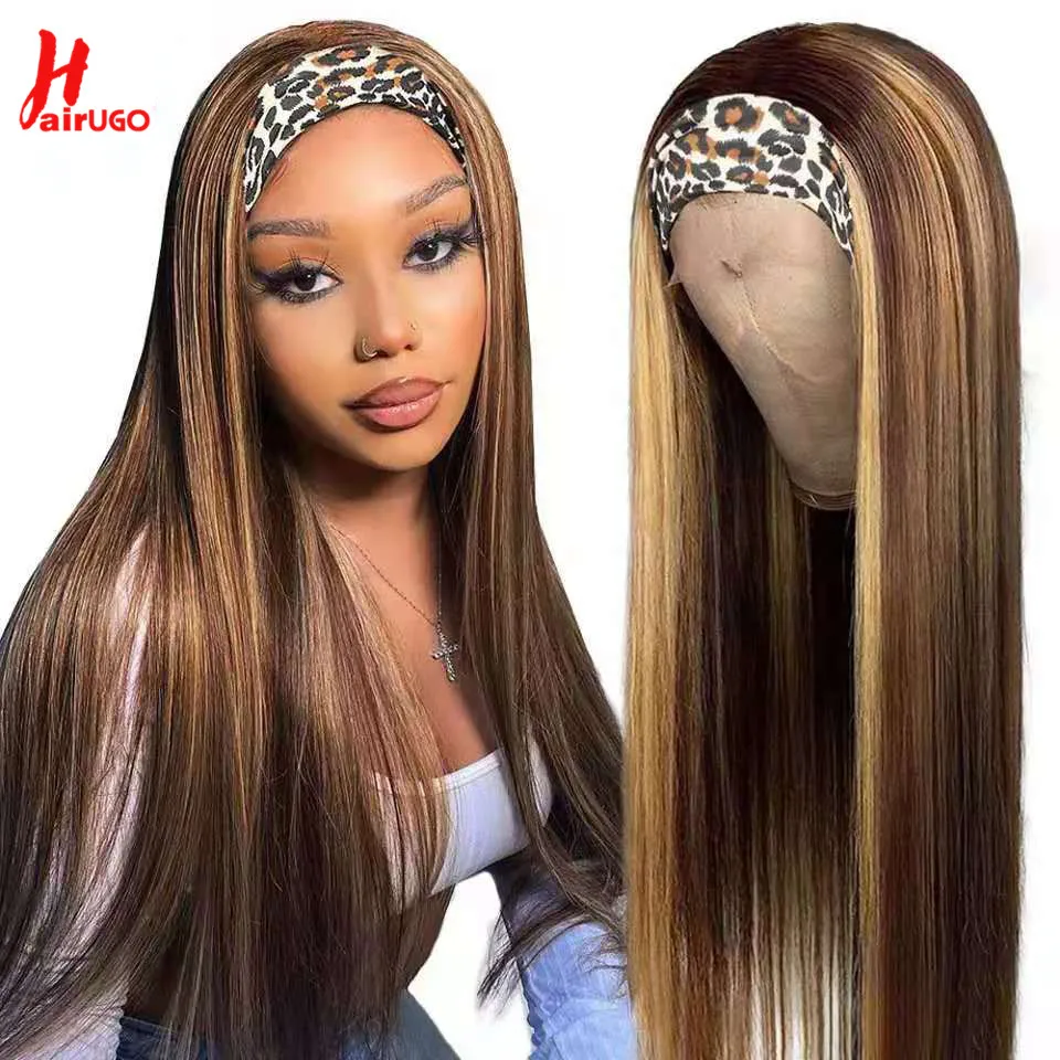 

Парики из прямых бразильских человеческих волос с эффектом омбре, парик без клея, парик для чернокожих женщин HairUGo