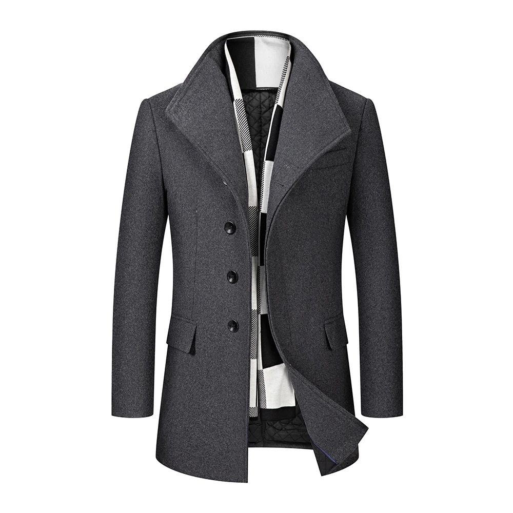 

Wool Blend Coats Men Winter New Men's Solid Casual Wild Wool Overcoat Quality Brand Business Luxurious Wool Coat Male