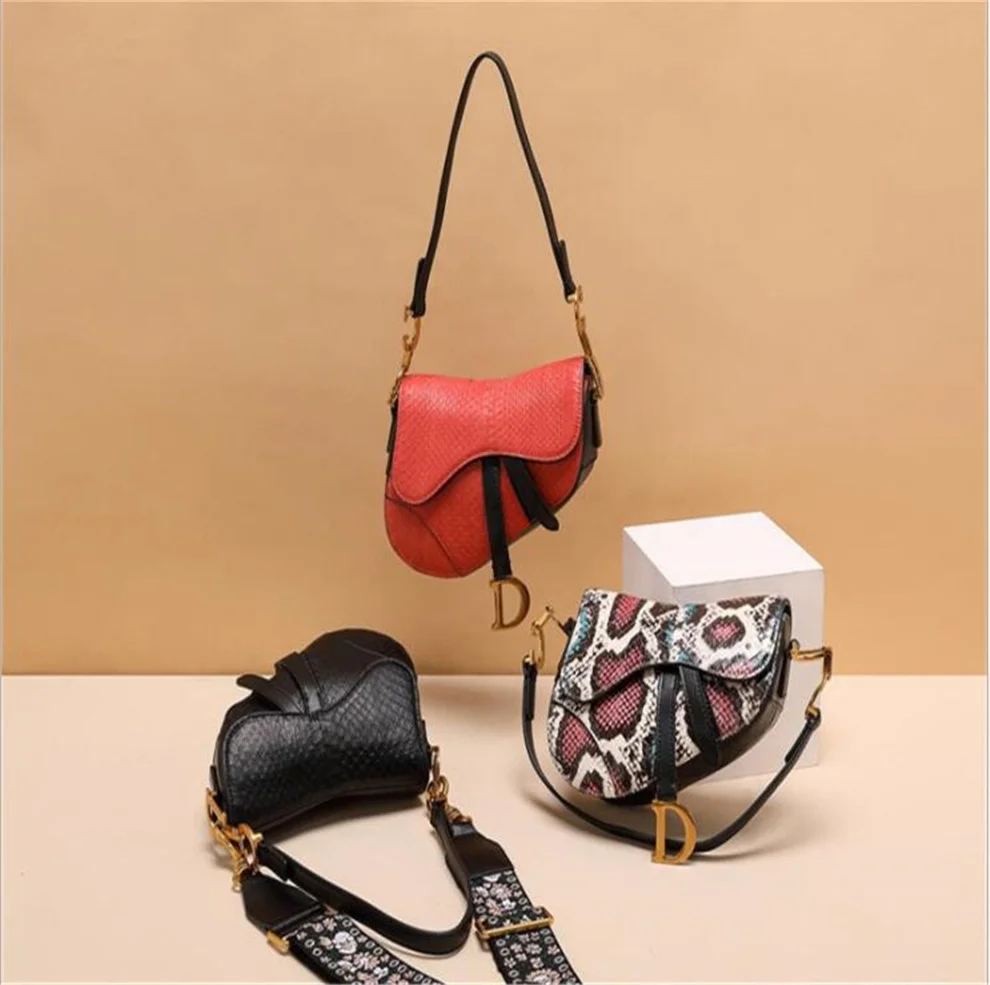 

Handbags Cowhide Serpentine Saddle Bags 2021 Fashion New Letter Shoulder Bag High Quality Messenger Bags Designer Crossbody