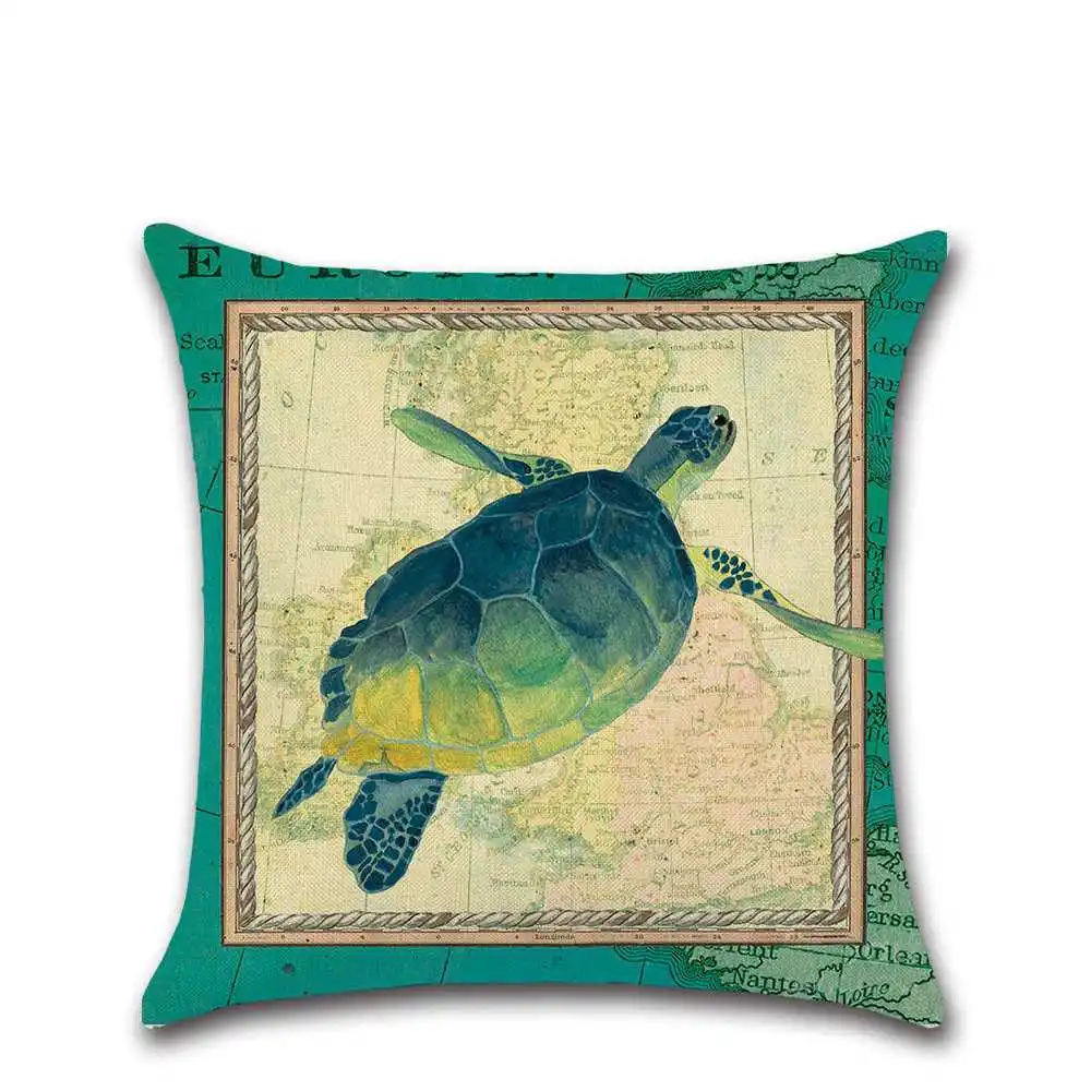 Океана ручная роспись белье гиппокамп морская черепаха узор диванная