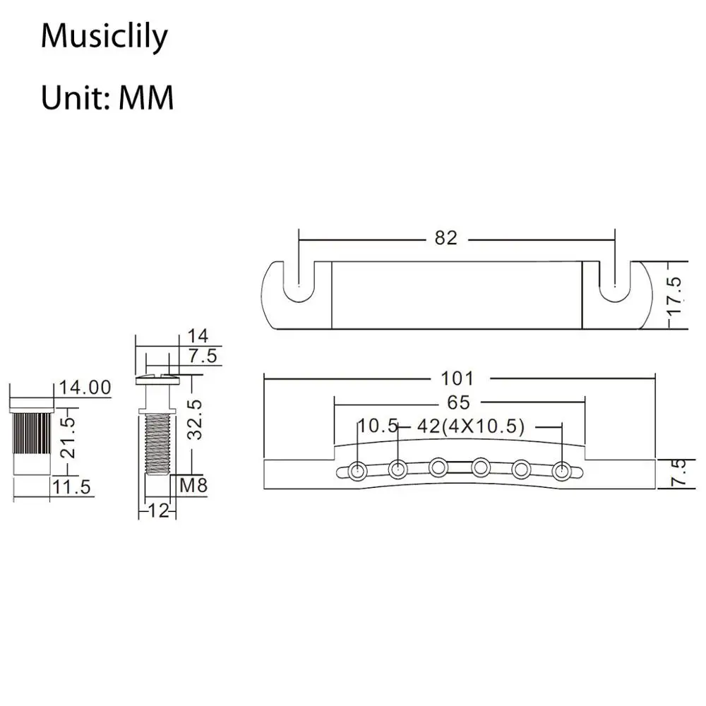 Заглушка Musiclily Pro для гитары TOM Tune o matic 52 5 мм сделано в Китае замена Epiphone Les Paul