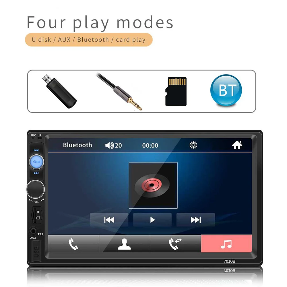 

2 Din Car Radio Set 7in HD Touch Screen 12V Vehicle Stereo Receiver with Remote Control BT Handsfree Automotive MP5 Player