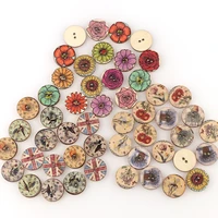 50pc mixed vintage colorful flowers wood buttons round spiral sewing buttons scrapbooking 2 holes sewing accessories for child