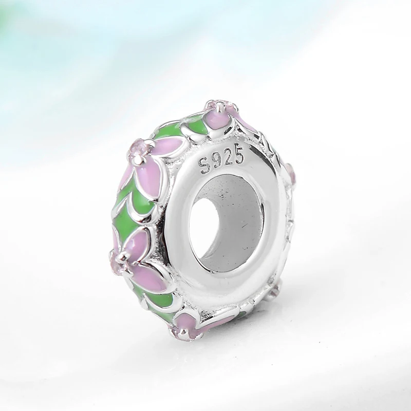925 пробы серебряные подвески эмаль цветок лист объемная прокладка пробки бусины