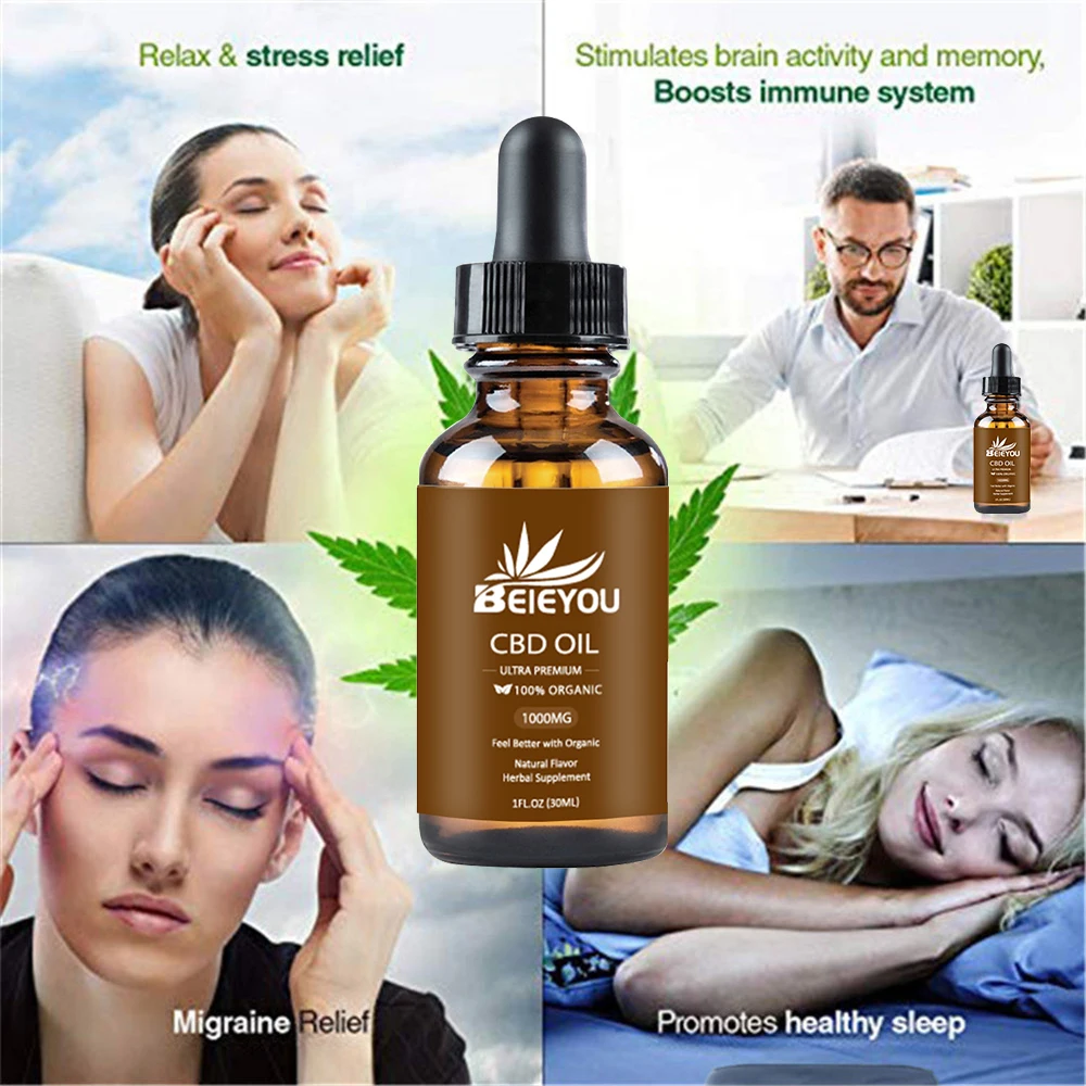 

30ml 1500mg Essential Oils for Better Sleep Anti-anxiety Body Pain Relieve Stress Skin Care Organic Pure CBD Oil Hemp Flower