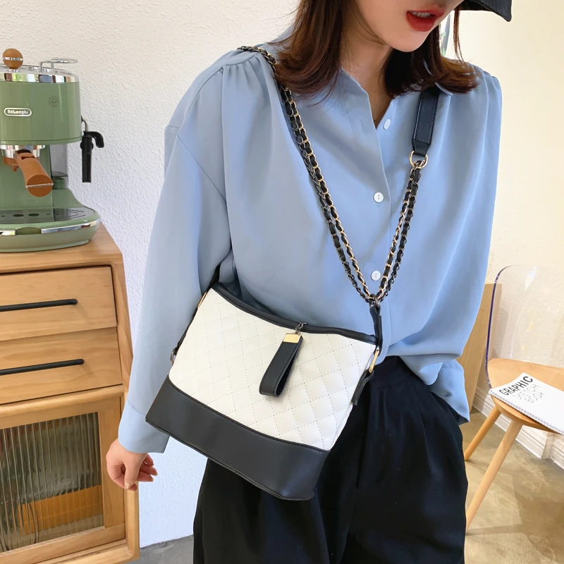 Модная женская сумка на плечо из мягкой кожи со вставками роскошные сумки