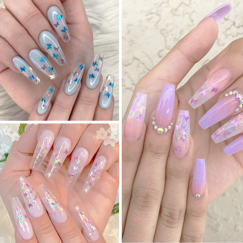 

Holographic Ultra thin Butterfly heart multi Shapes Nail Glitter Flakes Sparkly Colorful Sequins Manicure Nail Art Decoration