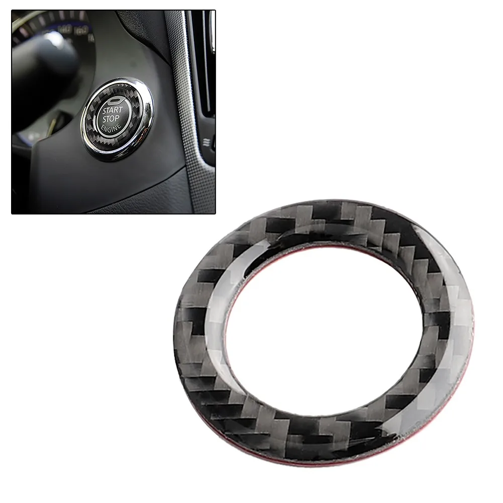 

Carbon Fiber Engine One-Key Start Stop Push Button Ring Trim Switch Cover Adornment For Infiniti Q50 Q60 14-19