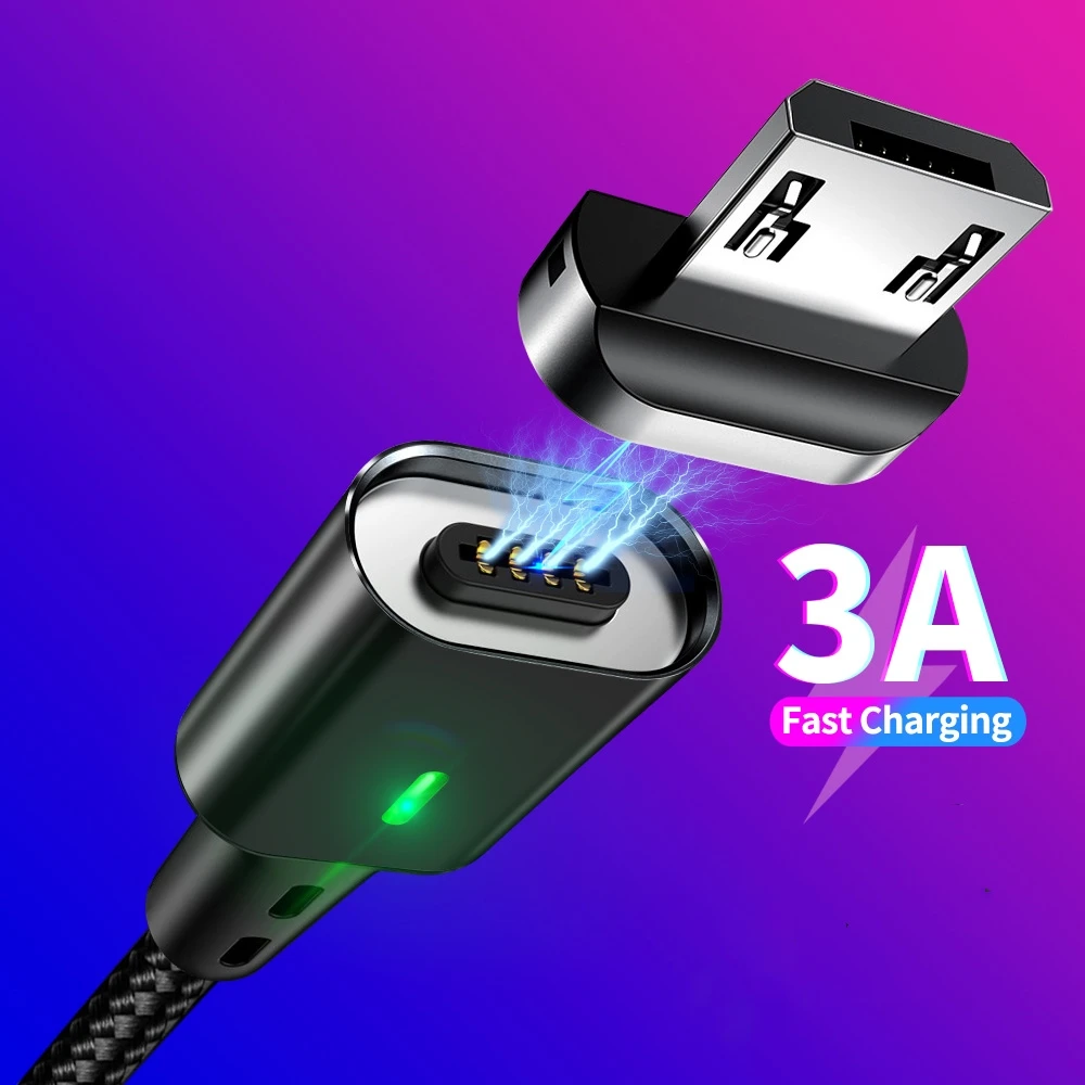 Магнитный кабель Micro USB для быстрой зарядки и передачи данных 3 А Samsung S7 Edge Redmi 6A 4X