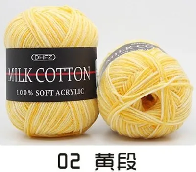 02 yelloow white TPRPYN 1 шт. = 50 г вязание крючком молочный мягкий детский хлопок шерсть пряжа ручной вязки пряжа DIY ремесло вязаный свитер шарф шапка - Цвет: 02 yelloow white