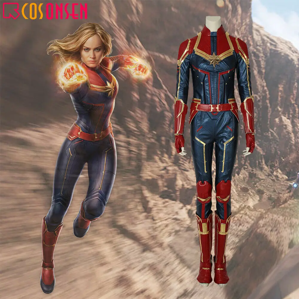 Костюм капитана Марвел для косплея Carol Danvers костюмы супергероя для Хэллоуина Ms. Marvel комбинезон для косплея COSPLAYONSEN