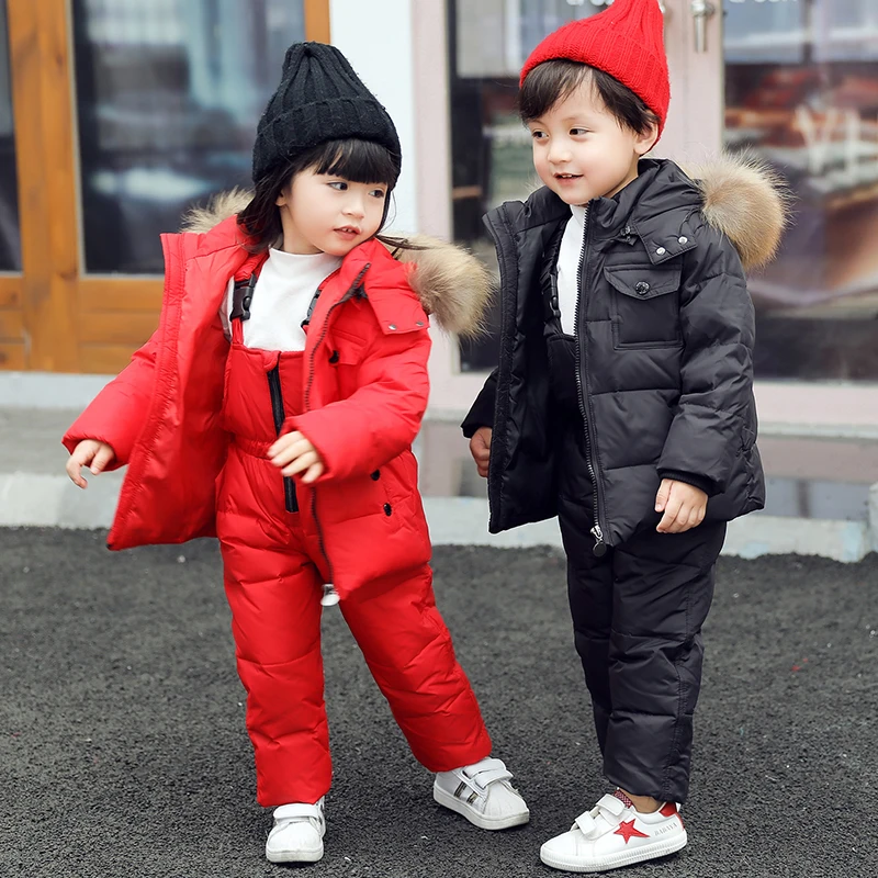 Детский пуховой комбинезон для мальчиков и девочек Зимняя парка верхняя одежда