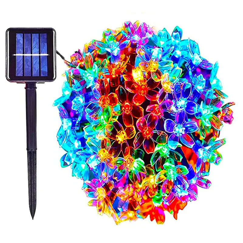 Outdoor Solar Flower String Lights Waterproof 200LED Fairy Light Decorations for Christmas Tree Garden Patio Fence Yard