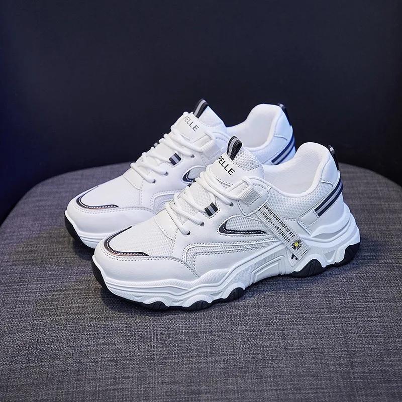 

Spring Korean Platform Sneakers Women Shoes Thick Bottom White Chunky Sneakers Breathable Slip On Casual Vulcanize Shoes Woman