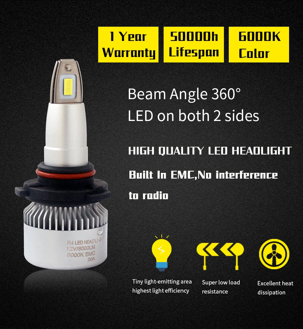 Светодиодные мини фары CSP H4 Ближний/Дальний свет H13 9004 9007 9003 H1 H7 LED HB1 HB2 HB3 HB4 H27