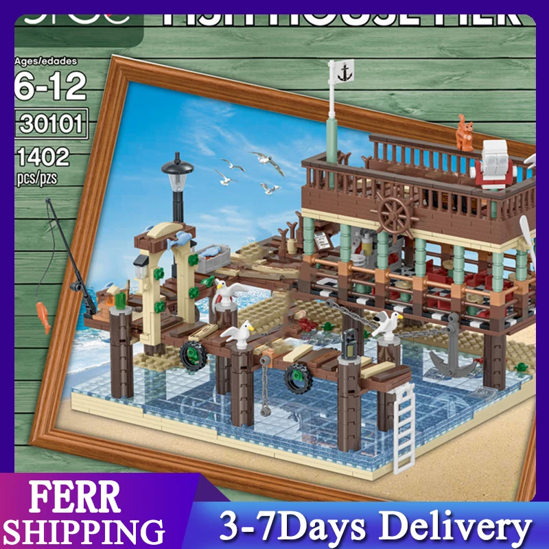 

Эксперт уличный старый рыболовный домик набор пирса 30101 деталей строительные блоки 1402 деталей игрушки Moc детские подарки