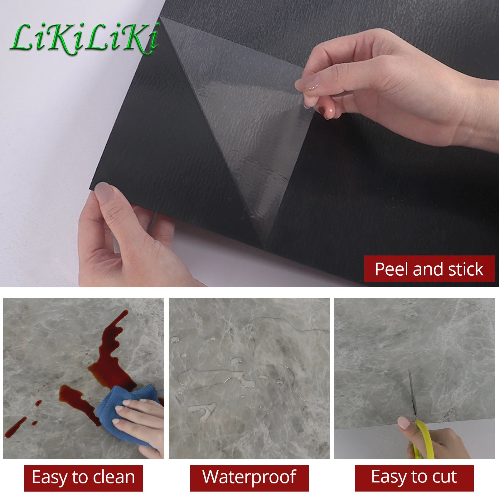 

Marble Pattern Non-Slip Bathroom Floor Tiles Stickers Waterproof Wallpaper Removable Kitchen Tile Decoration Decals Home Decor