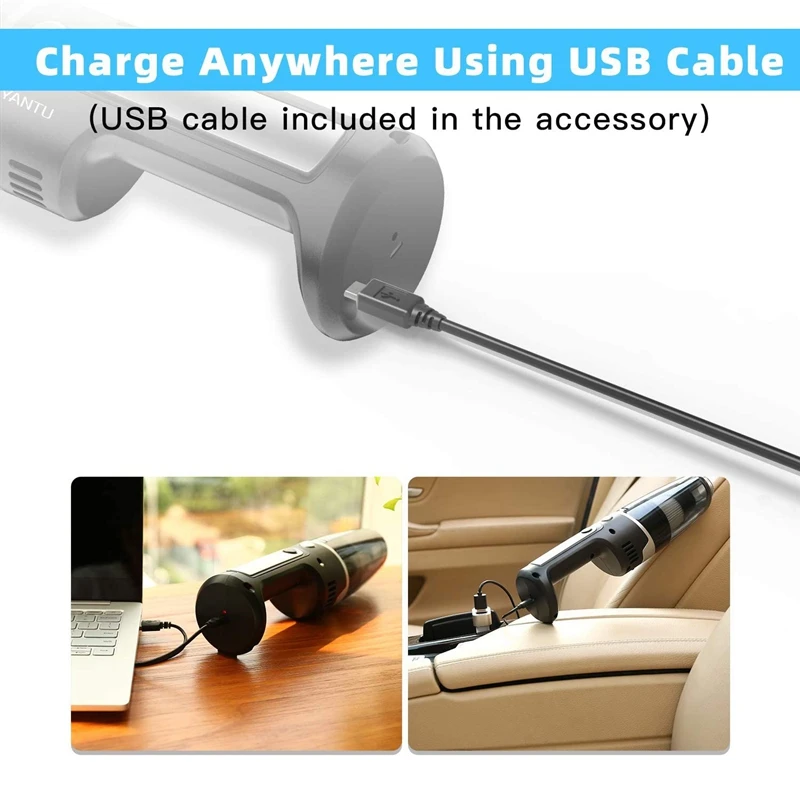 

YANTU Car Portable Handheld Vacuum Cleaner Mini Cordless Home Dust Pet Hair Catcher