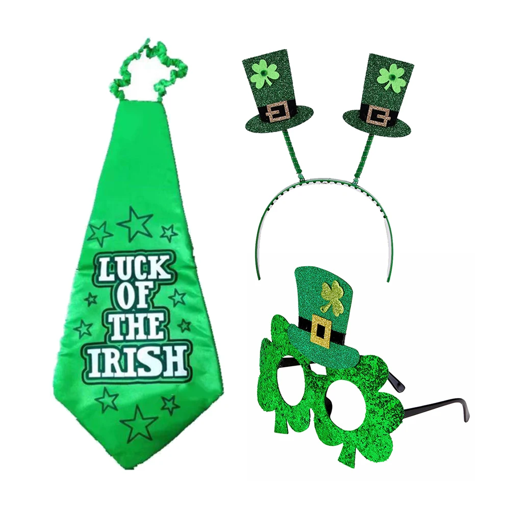 Ирландский повязка очки набор галстуков в стиле Святого Патрика праздничное