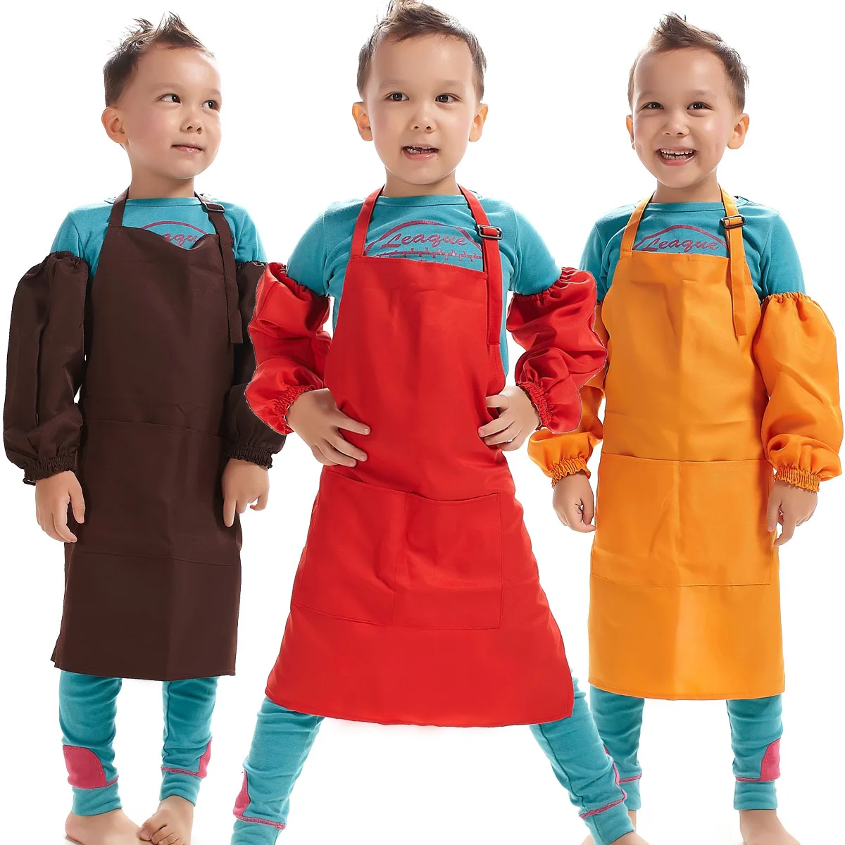 Детская одежда для детского сада с рисунком фартука детей рукавами + фартук