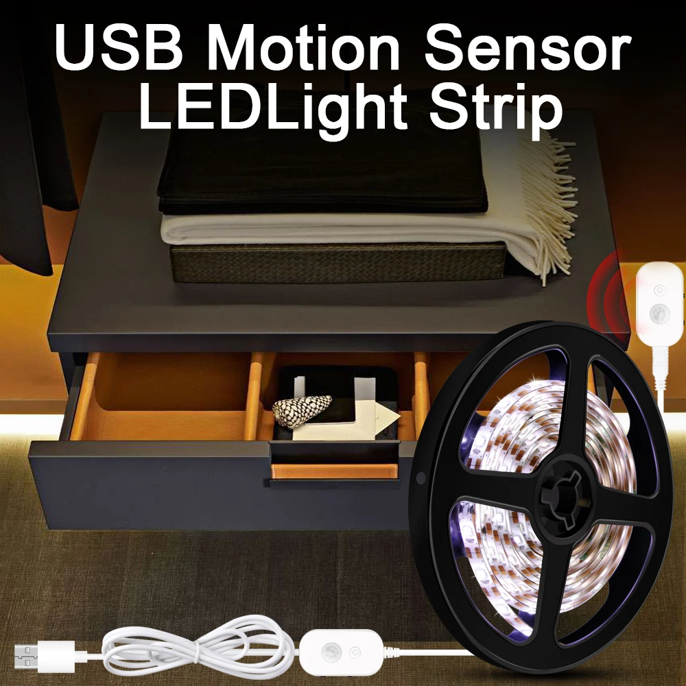 

DC5V Hand Sweep Sensor LED Strips Light USB Flexible Tape LED Lamp 0.5M 1M 2M 3M 4M 5M LED BackLight For kitchen Stairs Wardrobe