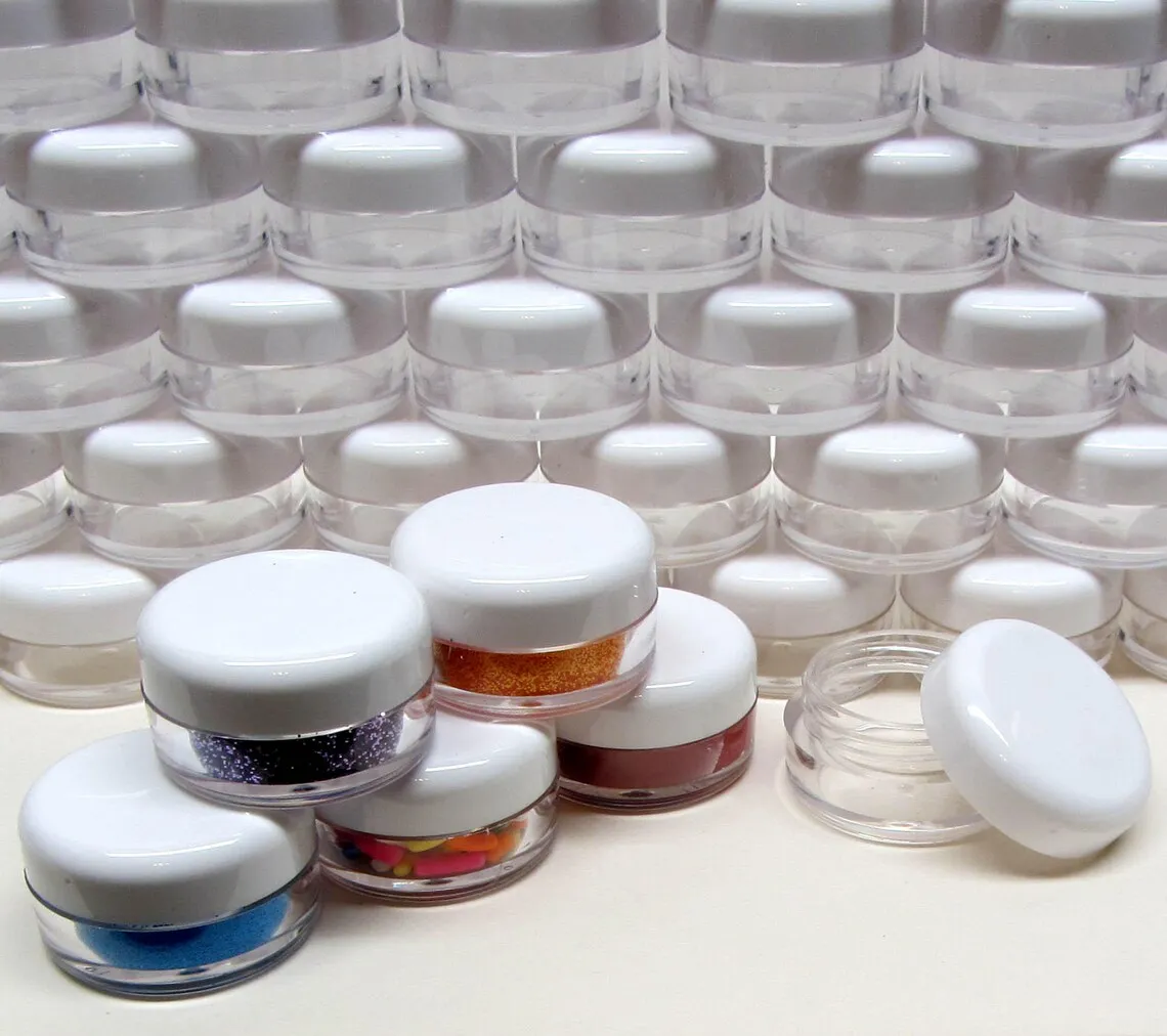 

Tiny Sample Empty Container 5 GRAM/mL 10/20/30 piece Plastic Round Clear Pot Jar with Printed Logo Screw Cap Lid BPA Free