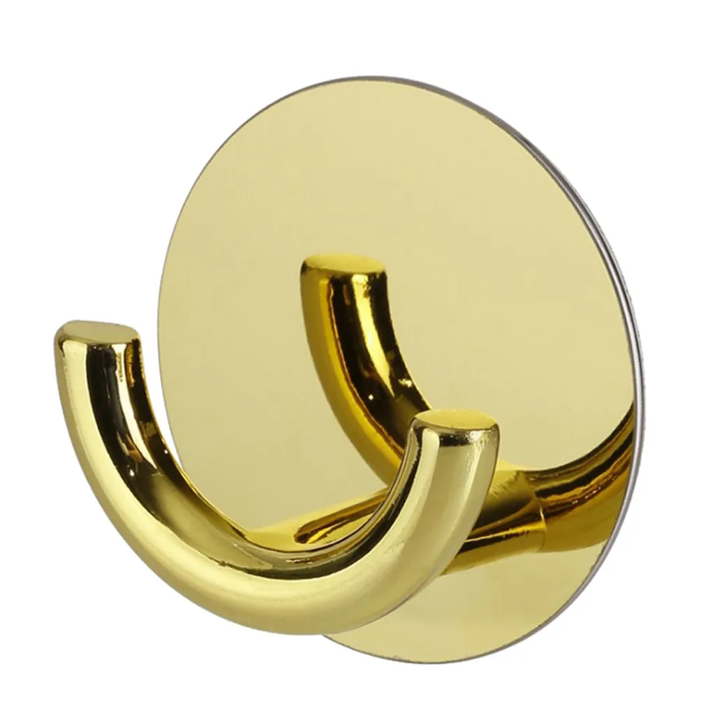 

1PCS Round Simple Hook Adhesive Kitchen Wall Door Stainless Steel Hook Hanger Kitchen Bathroom Bedroom Storage Strong Hook Racks