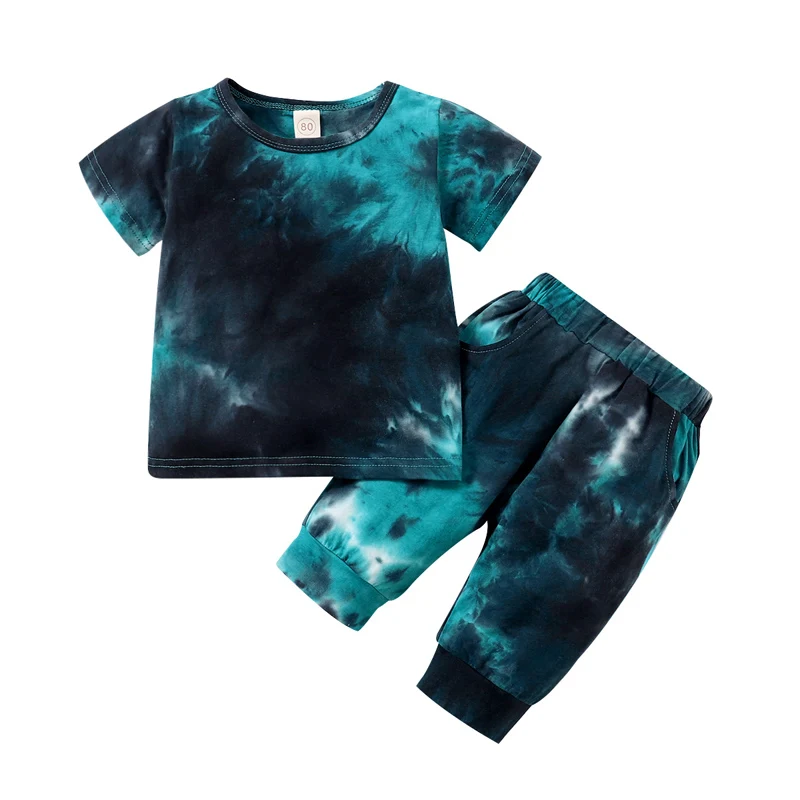 

Pudcoco 6M-4Y 2Pcs Baby Girls Boys Summer Tie Dye Print O-Neck Casual T-Shirt Tops+Pants Trousers Fashion Outfit Sets