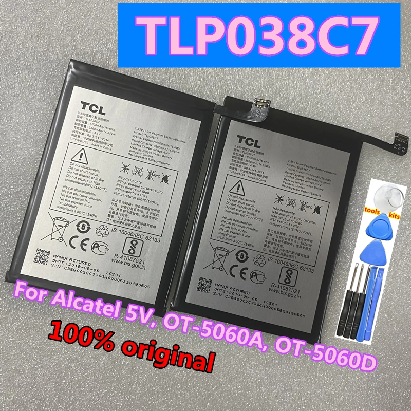 

New Original 4000mAh TLp038C7 Replacement Cell Phone Battery For Alcatel 5V, OT-5060A, OT-5060D Batteries