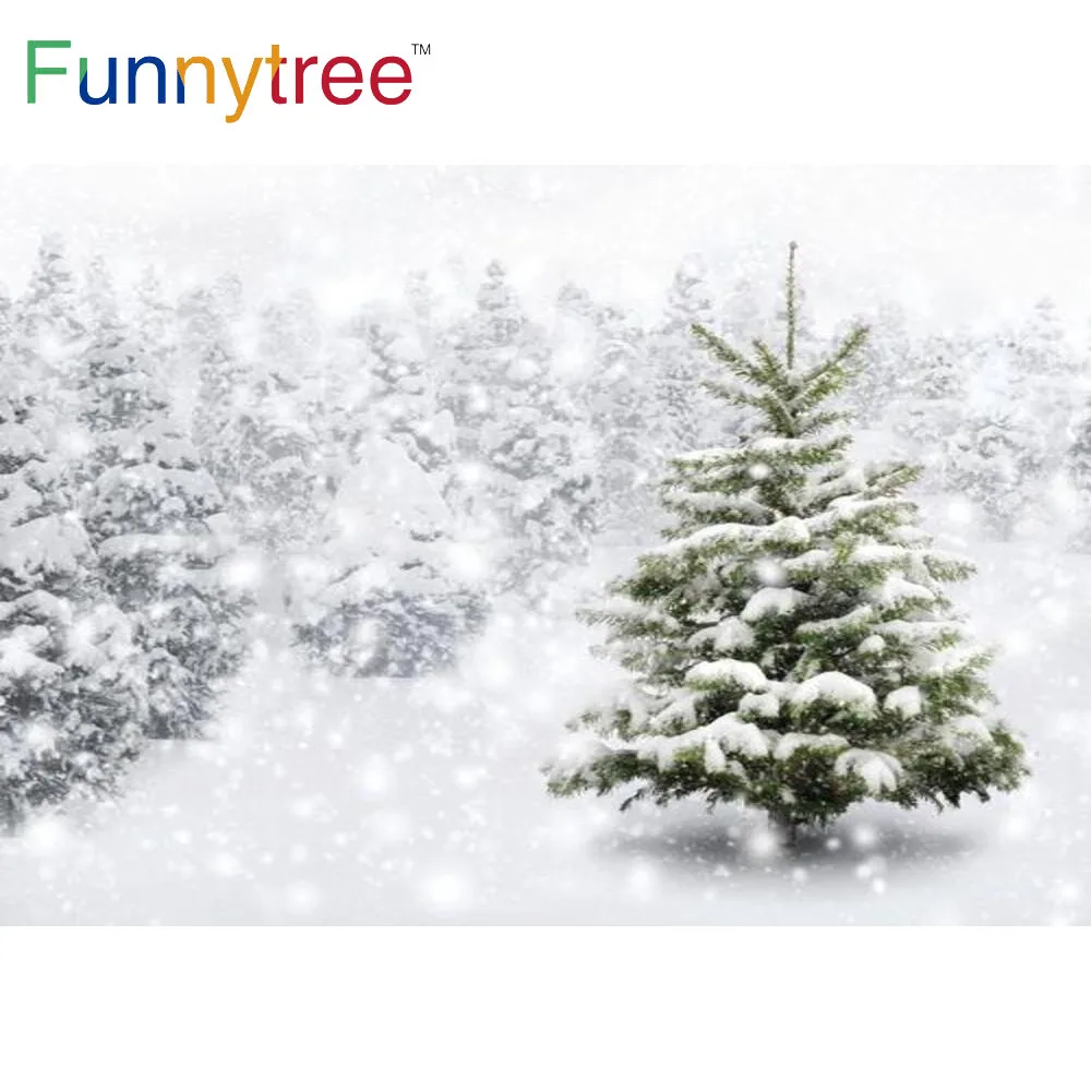 

Funnytree Winter Forests Snow Scenery Background Christmas Decoration Birthday Party Baby Shower New Year Photobooth Backdrop