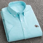 Мужская рубашка из 100% хлопка, летняя мода, с коротким рукавом, мягкая, удобная, стандартный размер размера плюс, деловая, повседневная, 5XL, 6XL