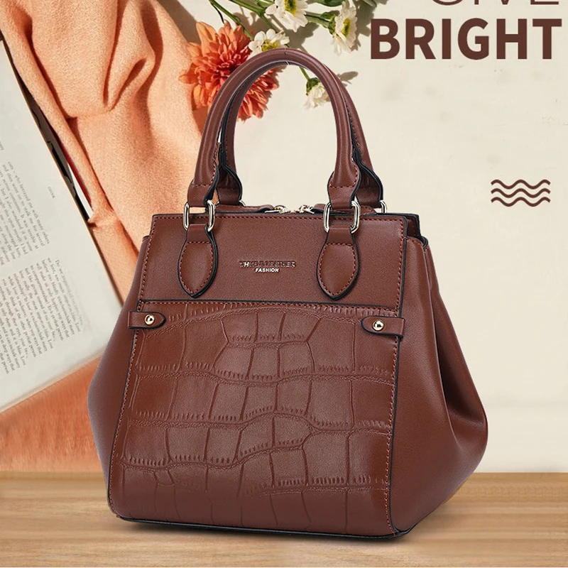 

Casual Women's Bag New Texture Embossed Leather Handbag Simple Fashion High-capacity Women's Luxury Single Shoulder Diagonal Bag