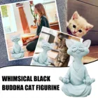 Домашний декор, причудливая фигурка кошки черного Будды, коллекционная фигурка йоги, Happy декор с кошкой, игрушки, модель животного, фигурка, игрушки