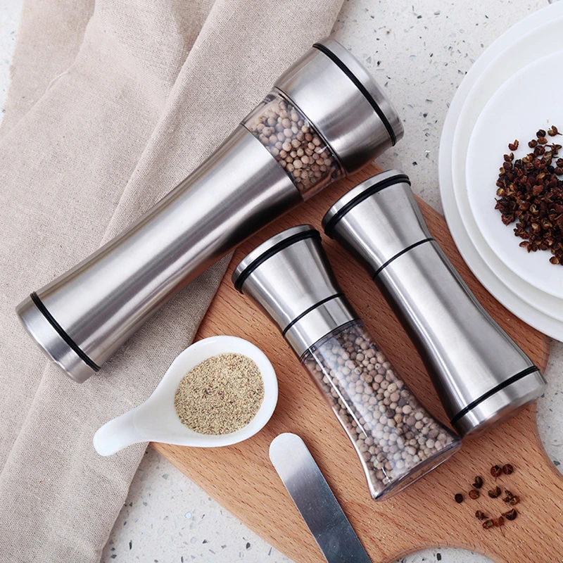 

Kitchen Gadget Handmade Stainless Steel Grinding Machine Salt Pepper Herb Abrasive Pot Seasoning Bottle Accessories