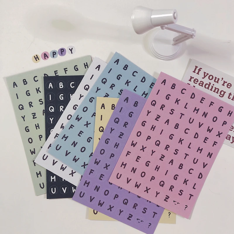 

Color Cute Hand Drawn English Alphabet Number Mark Sticker Phone Stickers Handbook Material Stationery DIY Decorative Sticker