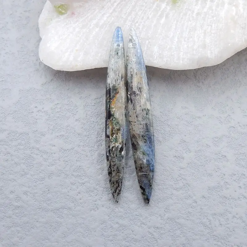 

Natural Gemstone Blue Kyanite Earrings Beads, Handmade Jewelry Stone For Earrings Making, 52x7x3mm, 5g