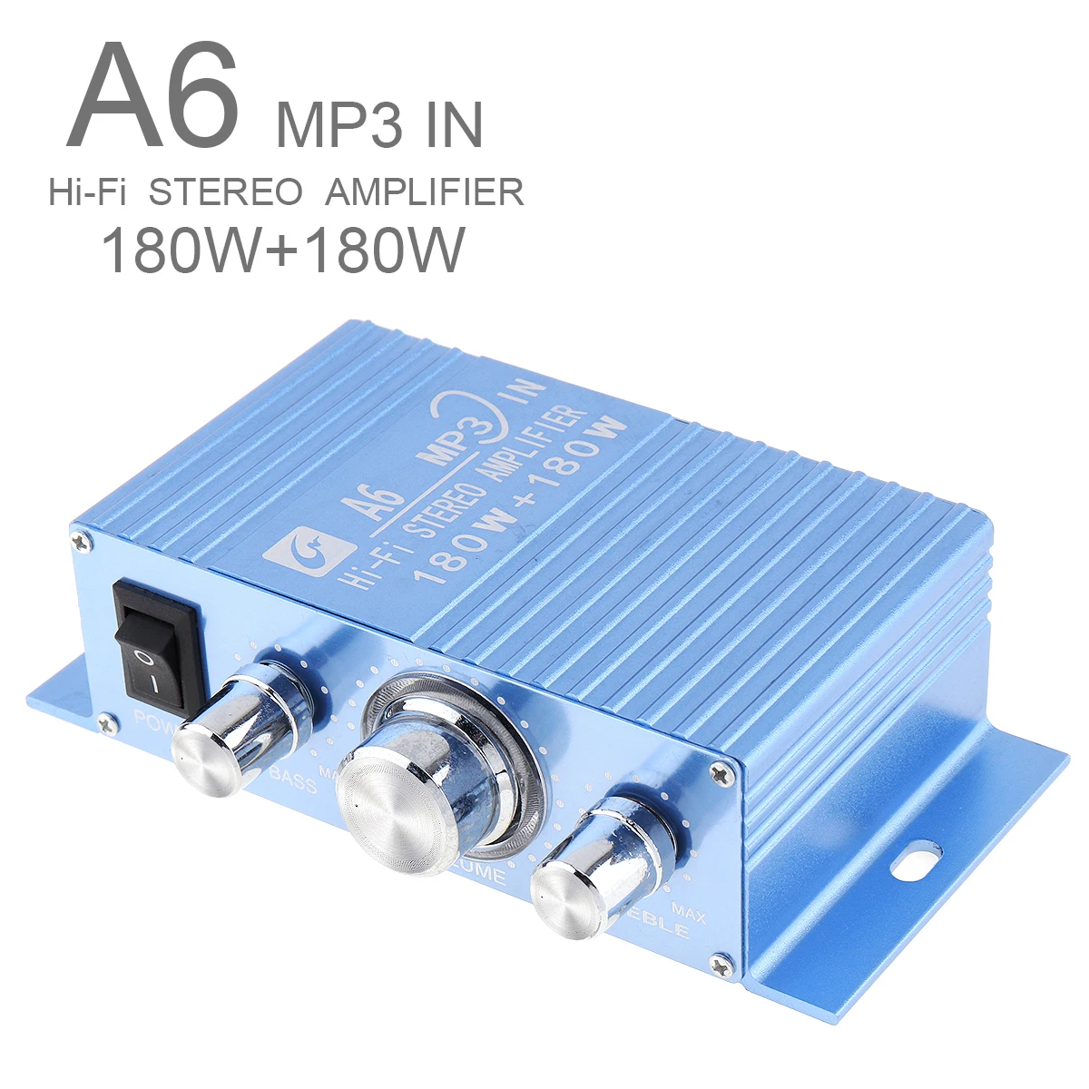A6 Power Amplifier DC 12V 2.0 Channel Hi-Fi Stereo Amplifier Subwoofer with 3.5AUX Interface for Car/PC/ Speakers/CD/Motorcycle