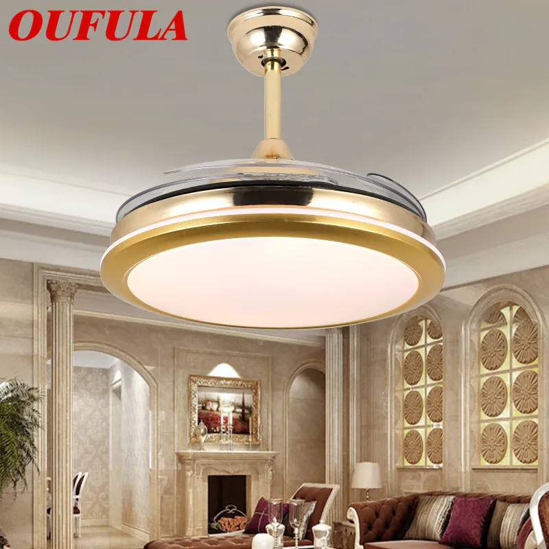 

AOSONG Modern Ceiling Fan Lights Invisible Fan Blade Remote Control For Dining Room Bedroom Restaurant Fashional