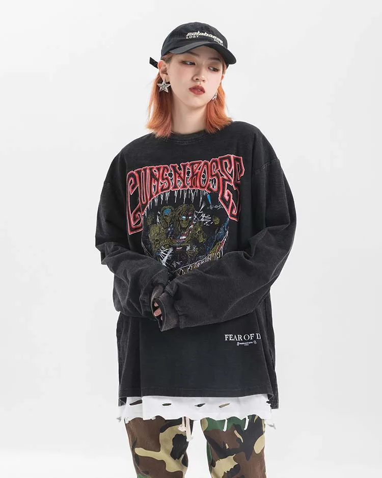 UNCLEDONJM Streetwear Women T Shirt Long Sleeve Harajuku Tshirt Hip Hop Print T-shirts Autumn Causal Tops Tees Tops ME-1990