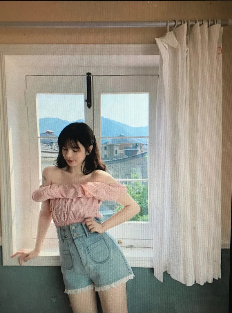 

Women Summer Kawaii Lolita Lace Angel Hugger Print Denim Short Shorts Jeans Retro High waist Cartoon Shorts Lace Ruffle Shorts