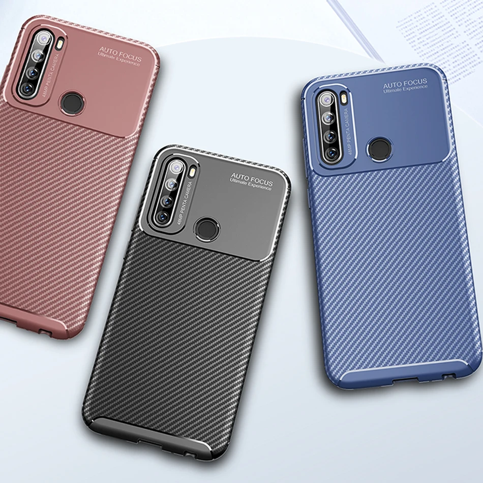 Бампер для Redmi Note 8T чехол Xiaomi роскошный мягкий силиконовый из углеродного волокна