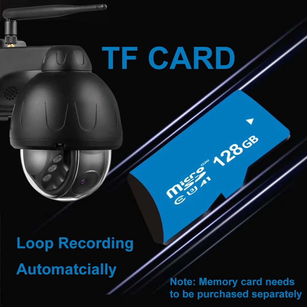 exterior metal waterproof hd 5mp auto tracking black dome ip camera wifi ptz 5x zoom wireless infrared cctv audio sd card record free global shipping